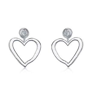 *CORDELIA* Silver Hollow Heart-Shaped Dangle Earrings